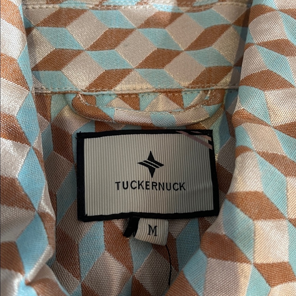 Tuckernuck Ocean Spray Sleeveless Cheyenne Dress – M –Tan & Blue Geometric Print - Picture 7 of 11